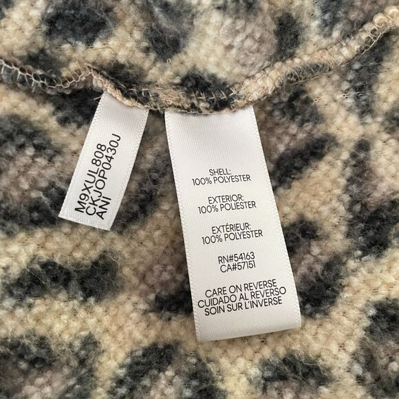 CALVIN KLEIN Sherpa Faux Fur‎ Vest Leopard Print Pockets Full Zip Women's Small - Picture 9 of 9